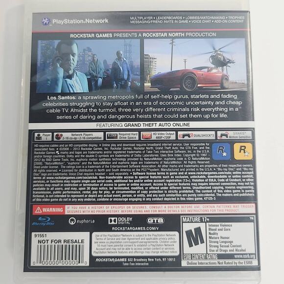 Grand Theft Auto V Five PlayStation 3 PS3 Video Game TESTED w/Booklet & Poster - Picture 2 of 8